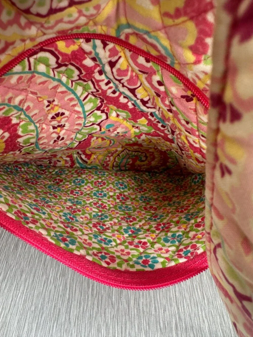 Vera Bradley Quilted Cotton Backpack Pink Green Paisley Floral Retired Pattern